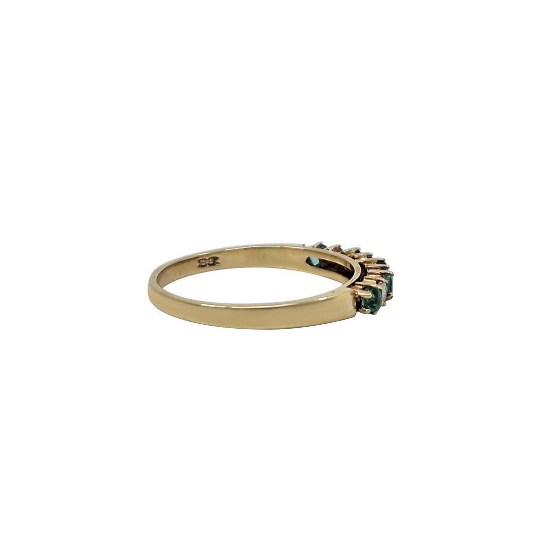 9ct Yellow Gold Emerald & Diamond Eternity Ring
