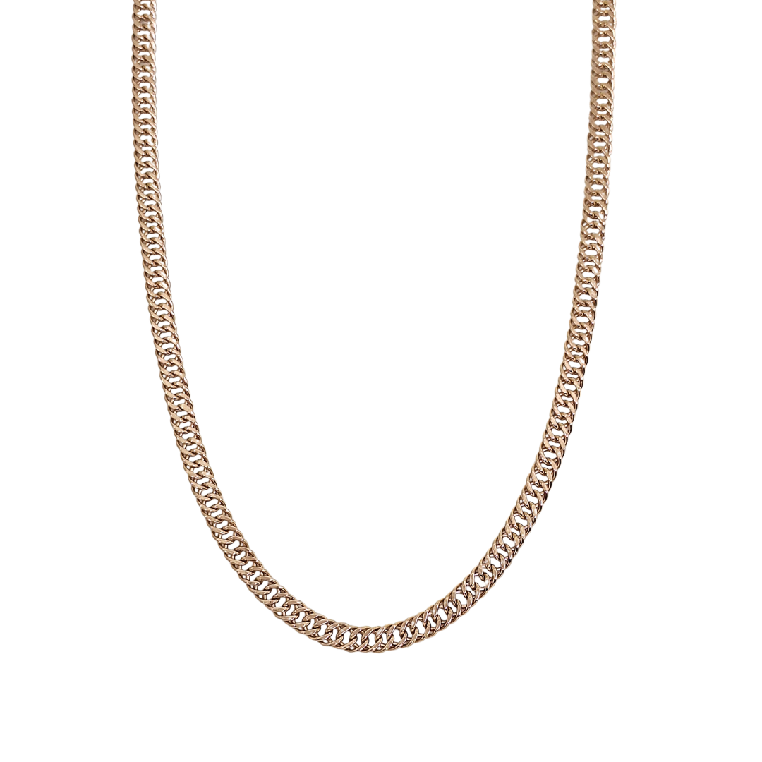 14ct Rose Gold Hollow Double Curb Chain 20"