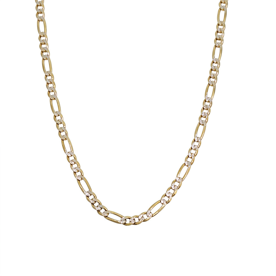 9ct Two Colour Gold Figaro Chain 18"