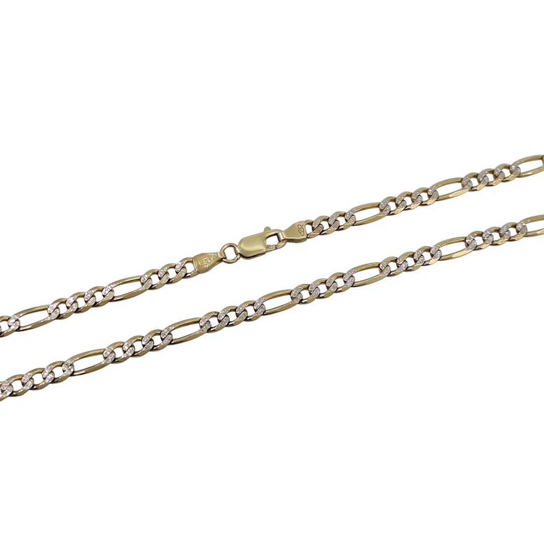 9ct Two Colour Gold Figaro Chain 18"