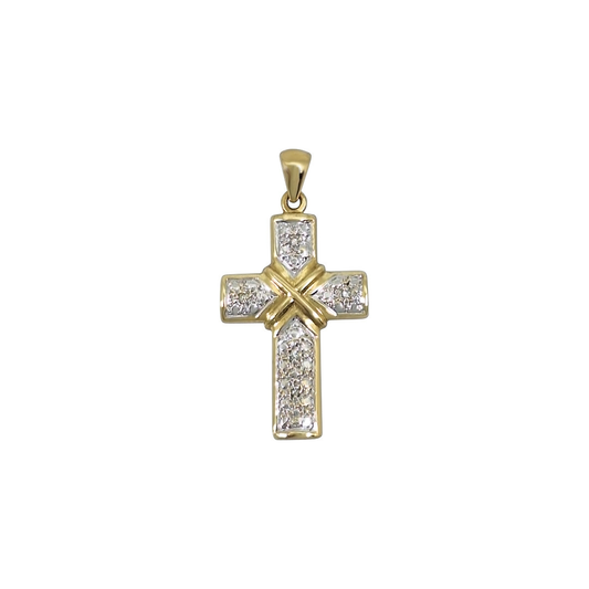 9ct Yellow Gold Diamond Set Cross