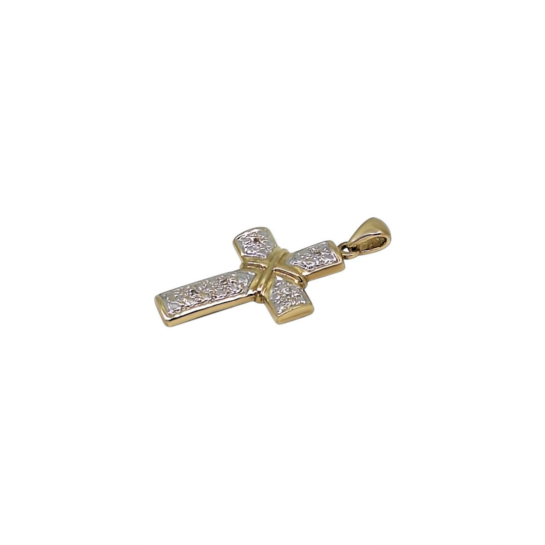 9ct Yellow Gold Diamond Set Cross
