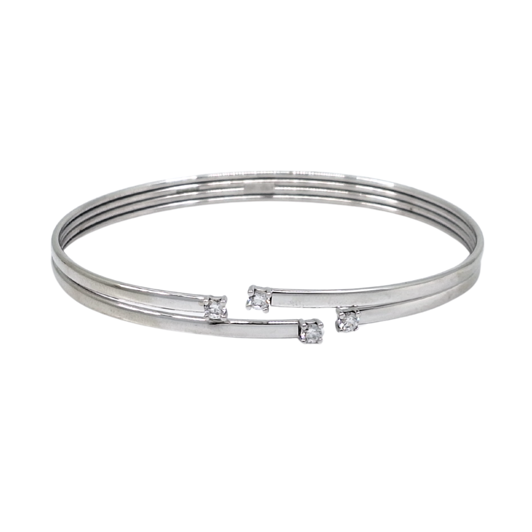 9ct White Gold CZ Bangle