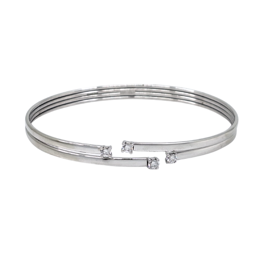 9ct White Gold CZ Bangle