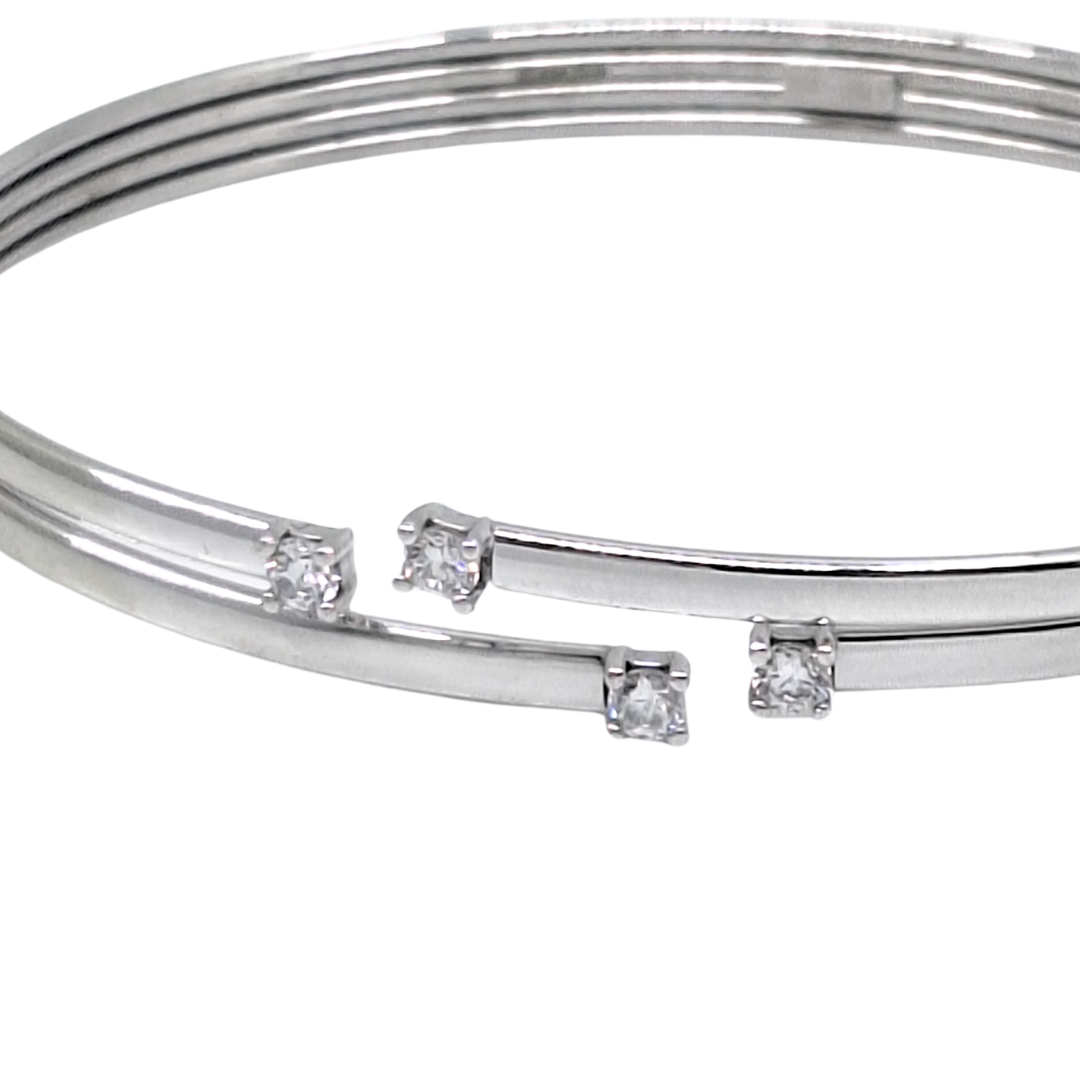 9ct White Gold CZ Bangle