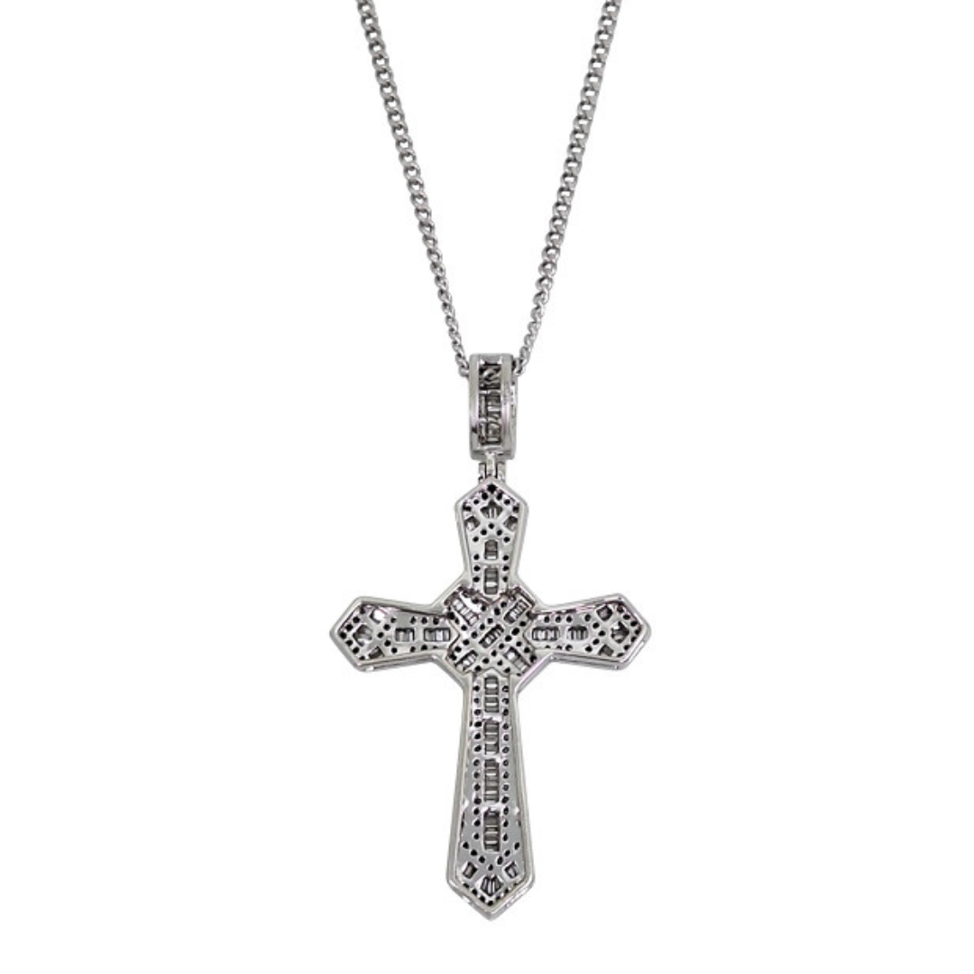 9ct White Gold Diamond Cross & Chain 20"  1ct