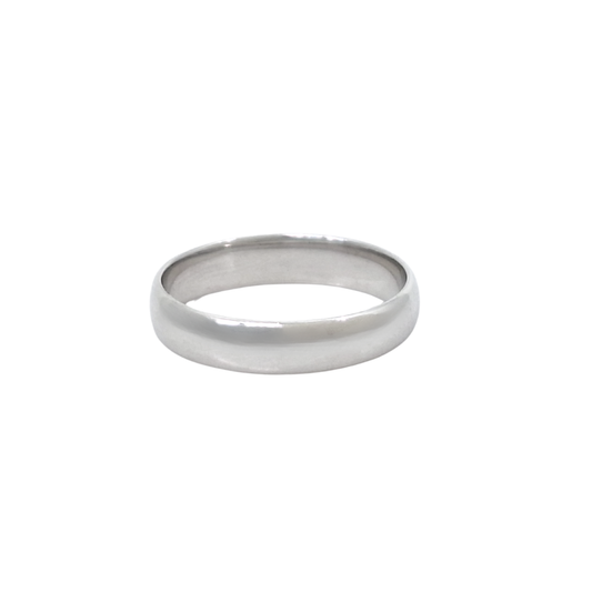 9ct White Gold Court Wedding Band 4mm