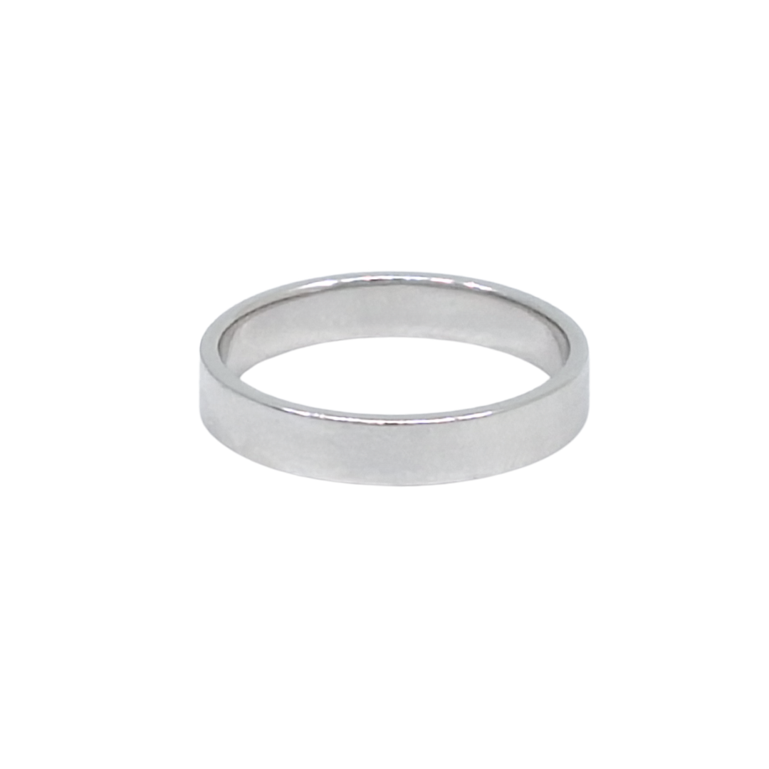 9ct White Gold Flat Court Wedding Band 4mm