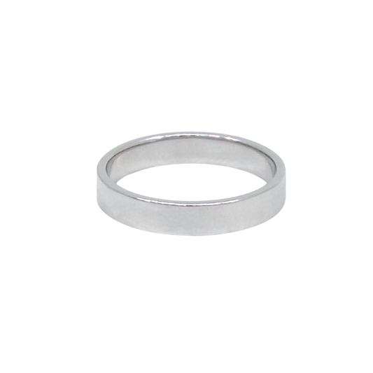 9ct White Gold Flat Court Wedding Band 4mm
