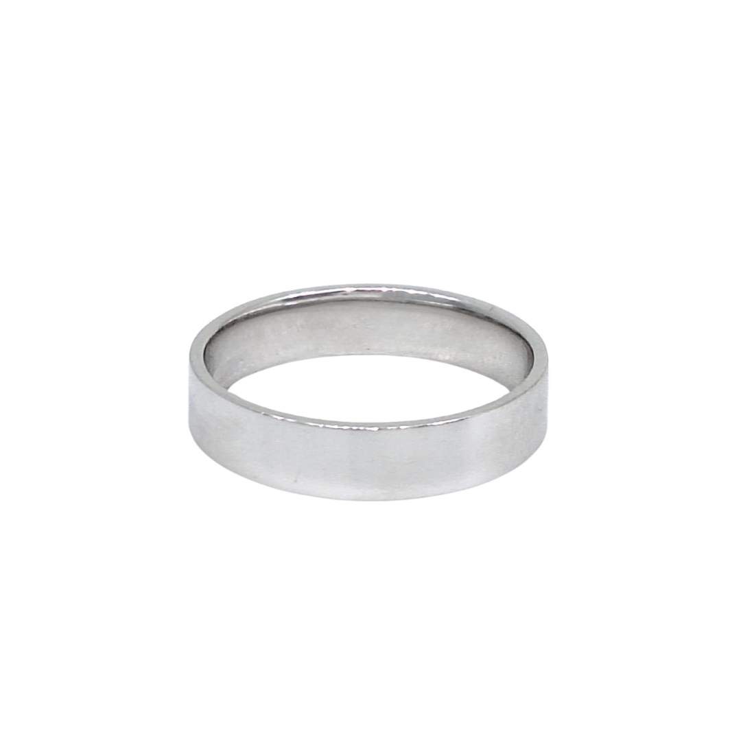 9ct White Gold Flat Court Wedding Band 5mm