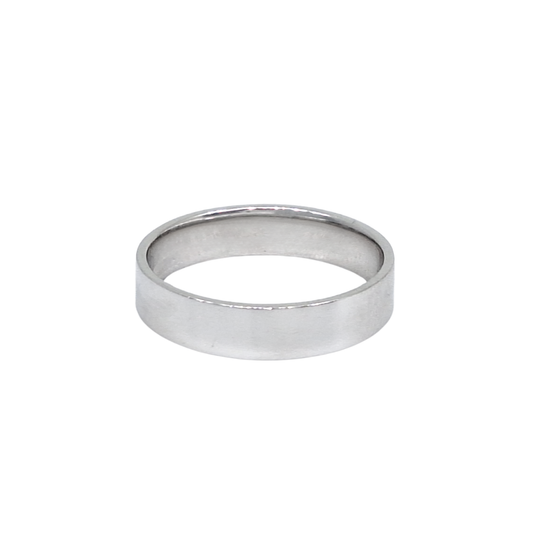 9ct White Gold Flat Court Wedding Band 5mm