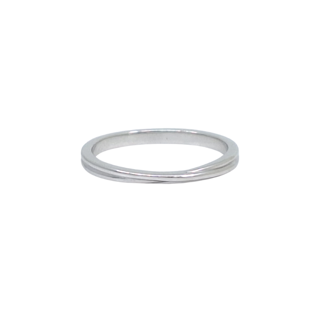 9ct White Gold Twist Wedding Band 2mm
