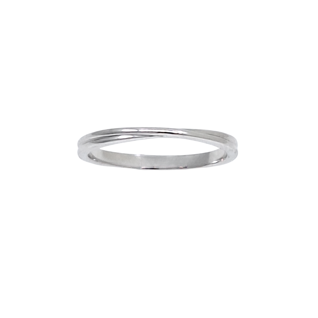 9ct White Gold Twist Wedding Band 2mm
