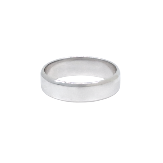 9ct White Gold Flat Court Wedding Band 6mm