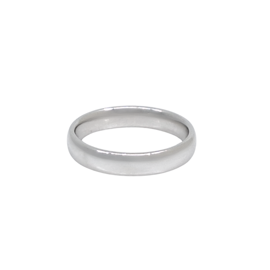 9ct White Gold Court Wedding Band 4mm