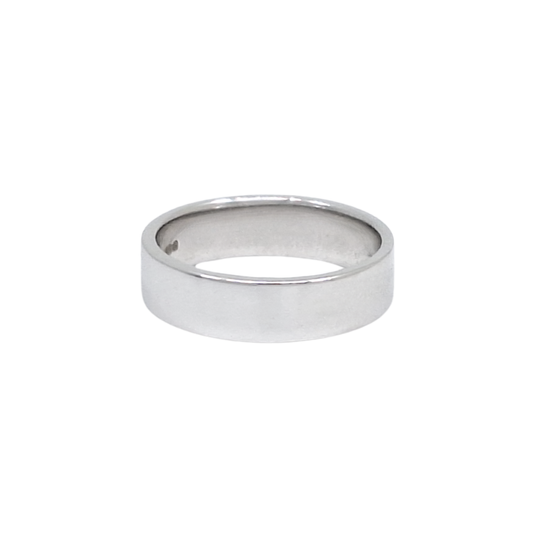 9ct White Gold Flat Court Wedding Band 5mm