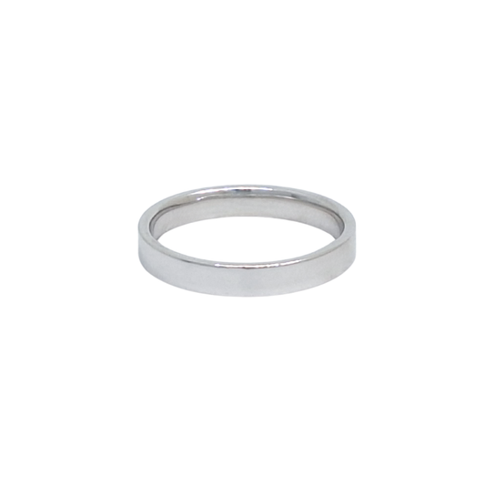 9ct White Gold Flat Court Wedding Band 3mm