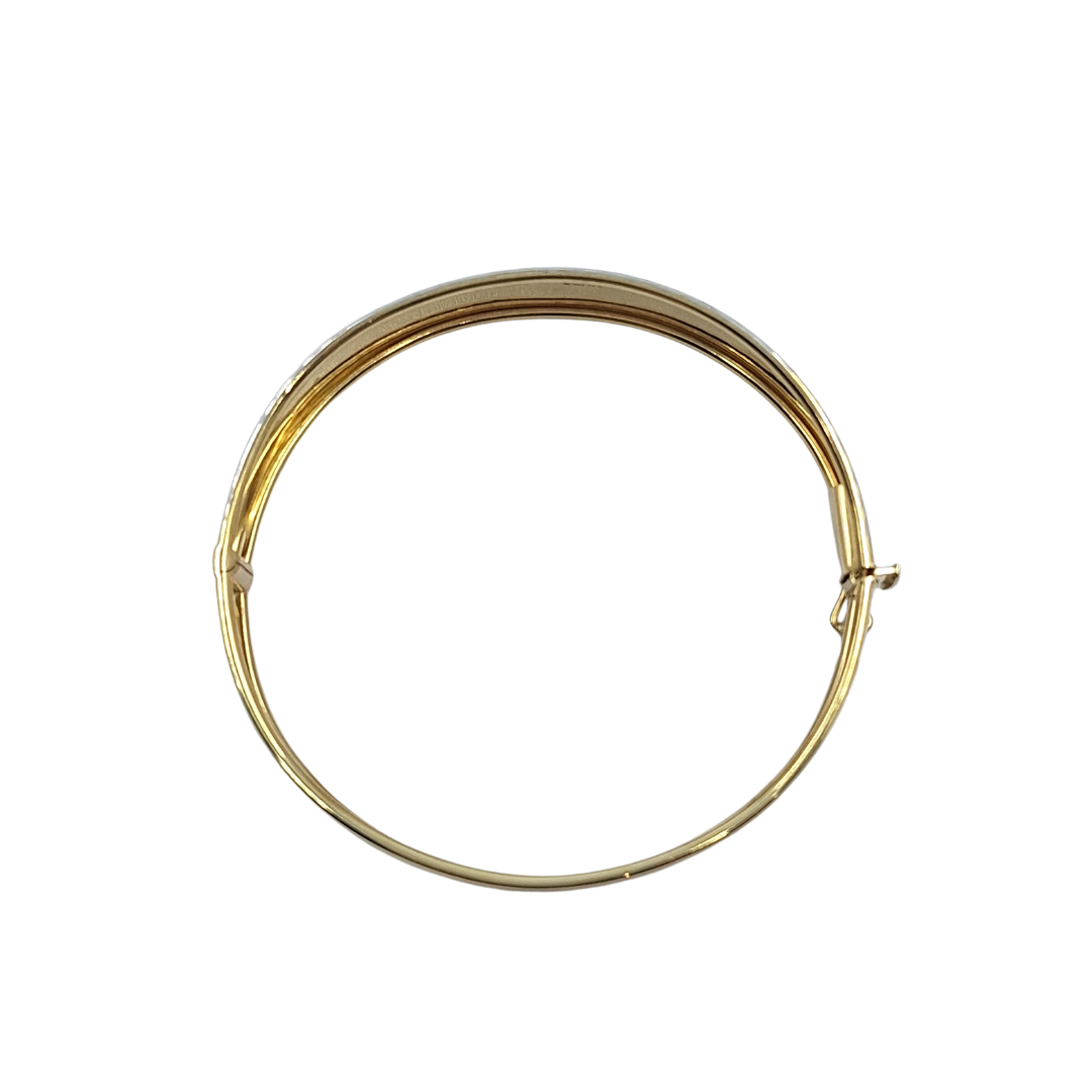 9ct Yellow And White Gold Patterned Hinged Bangle