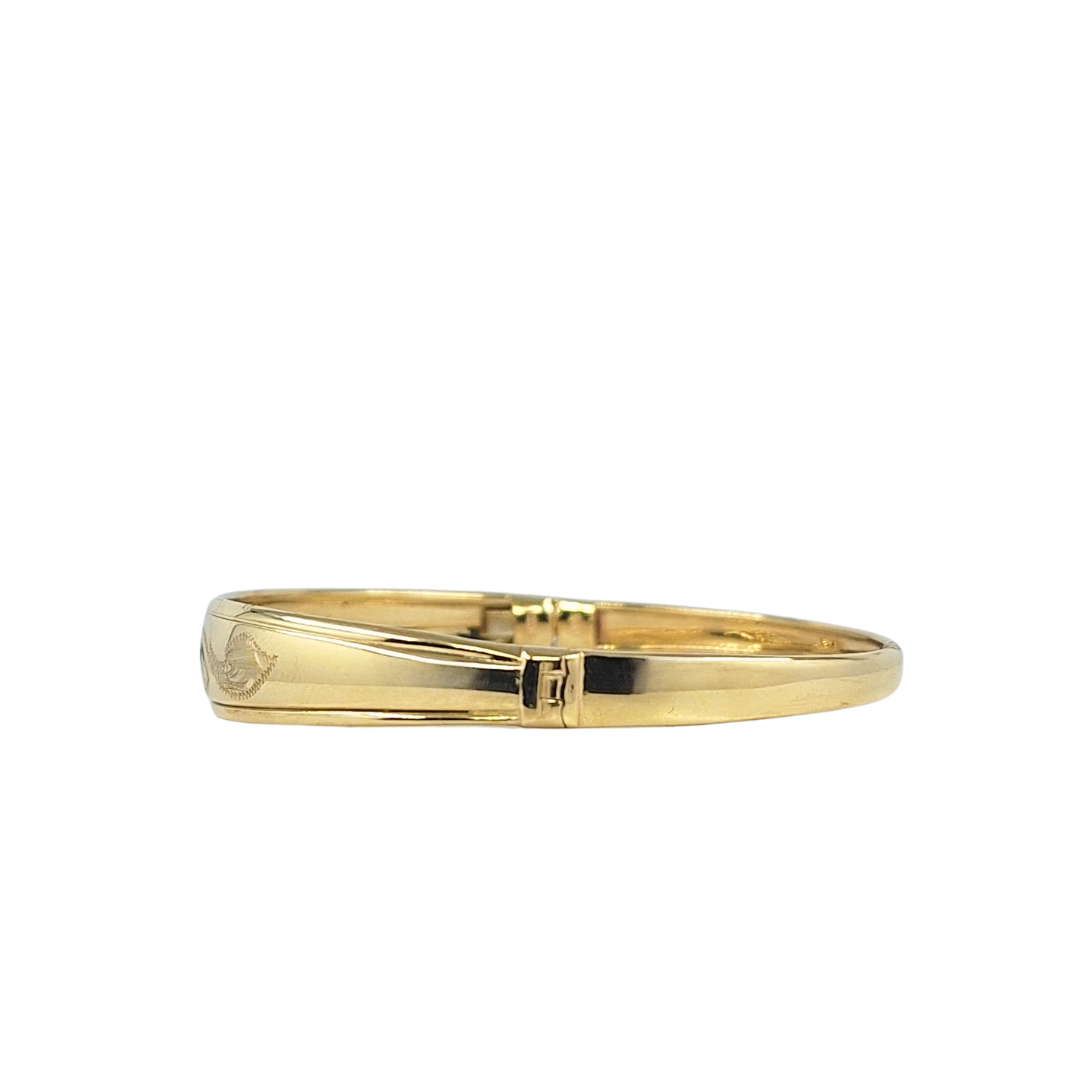9ct Yellow Gold Patterned Hinged Bangle
