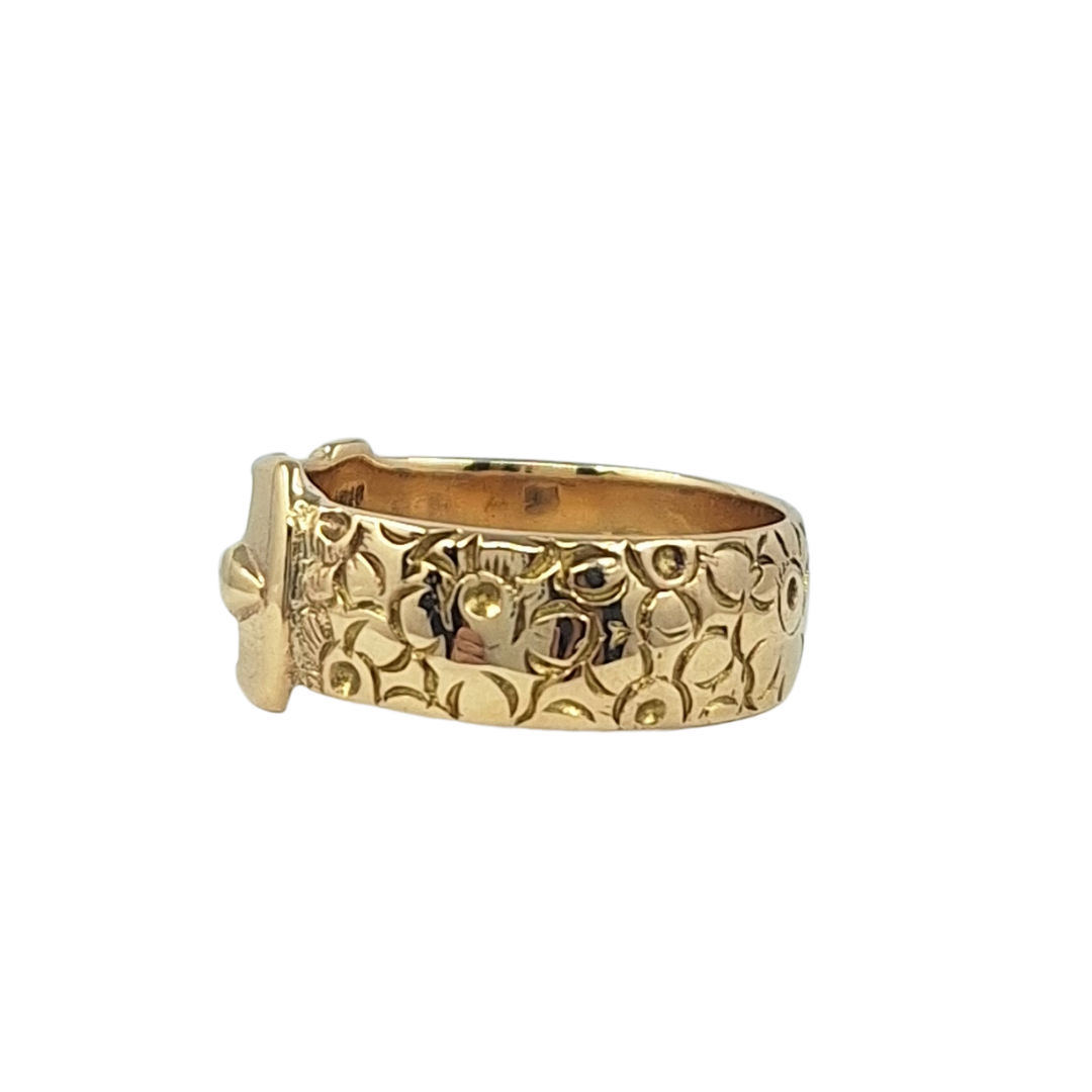 9ct Yellow Gold Patterned Buckle Ring
