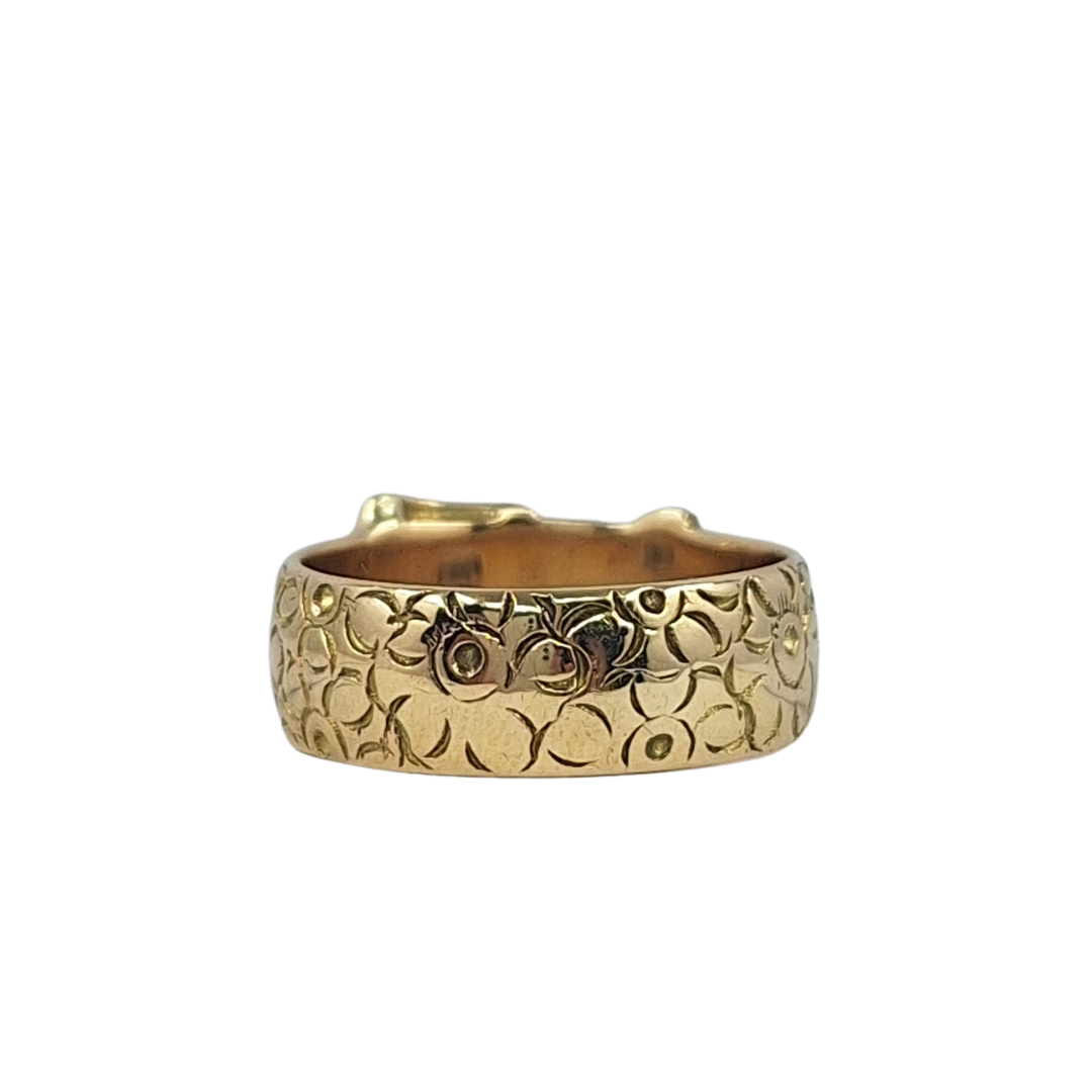 9ct Yellow Gold Patterned Buckle Ring