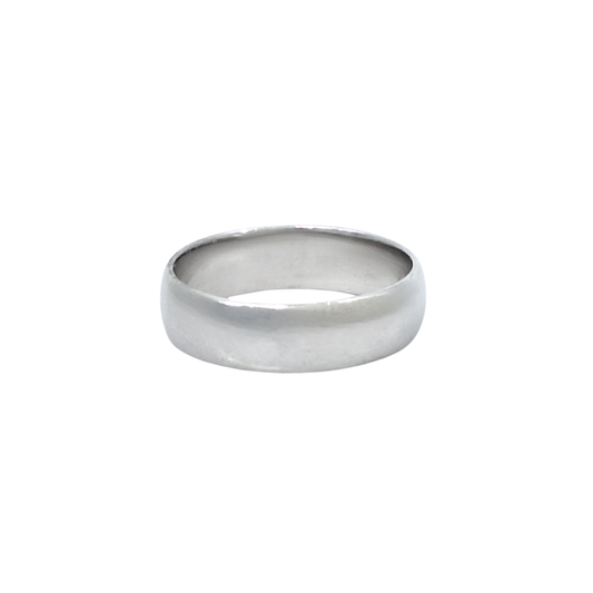 9ct White Gold D-Shape Wedding Band 4.5mm