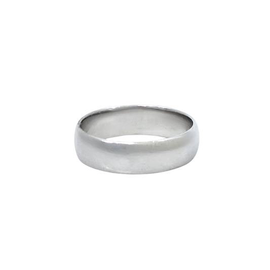 9ct White Gold D-Shape Wedding Band 5mm