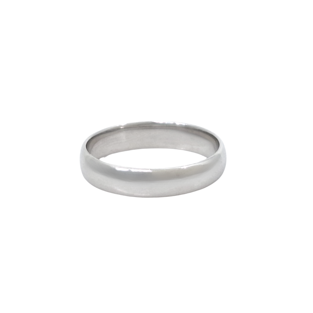 9ct White Gold Court Wedding Band 4mm