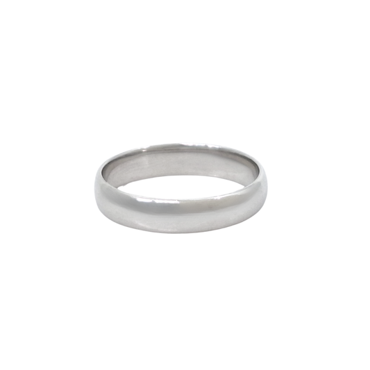 9ct White Gold Court Wedding Band 4mm