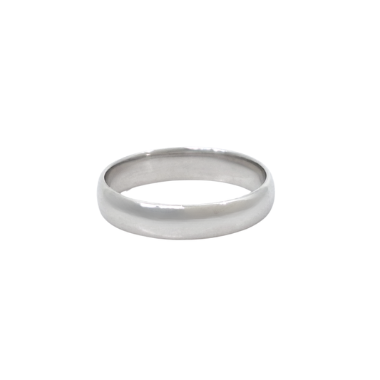 9ct White Gold Court Wedding Band 4mm