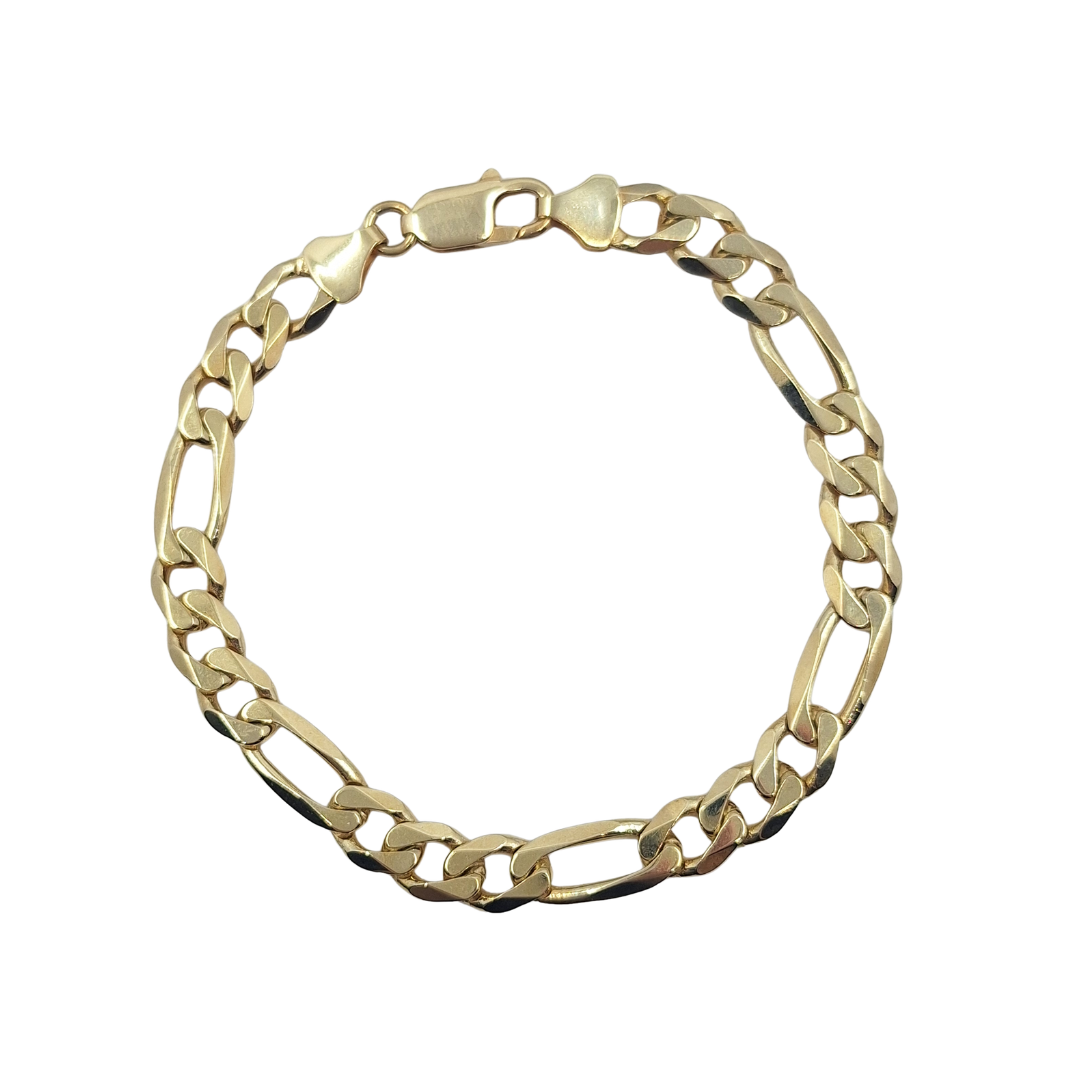 9ct Yellow Gold Figaro Bracelet 8"