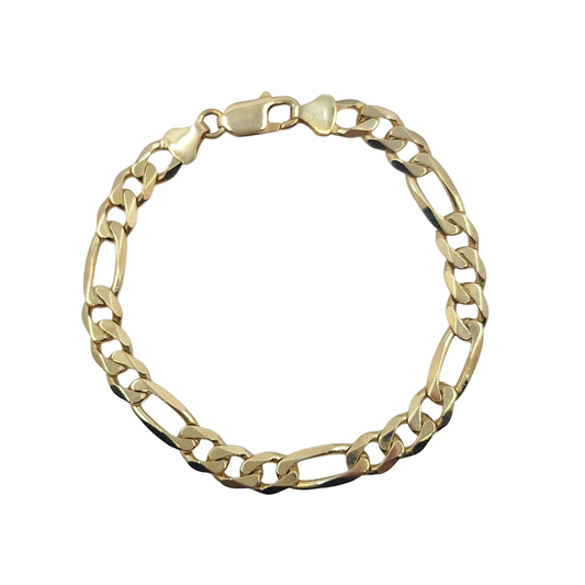 9ct Yellow Gold Figaro Bracelet 8"
