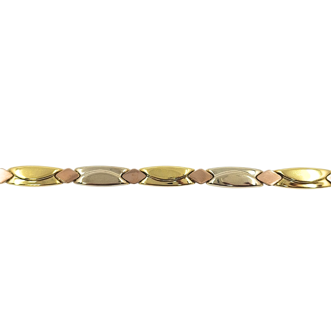 18ct Tri Colour Gold Necklace 18"
