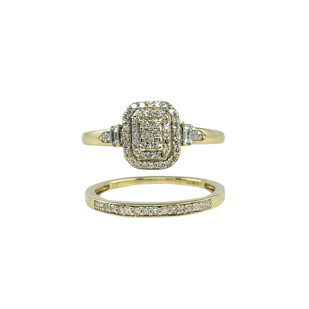 9ct Yellow Gold Diamond Wedding Set