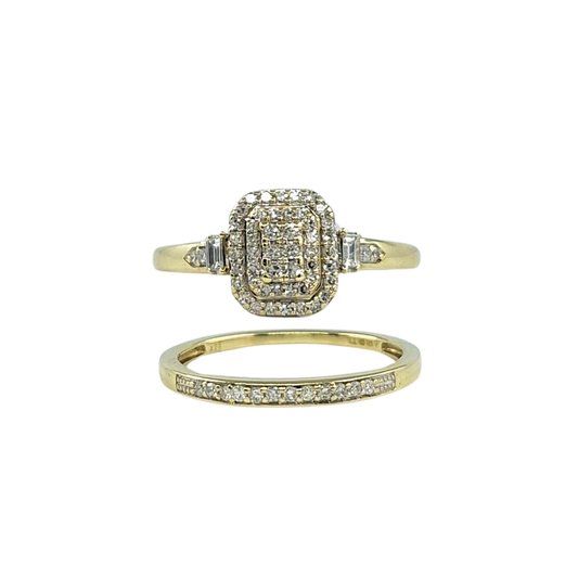 9ct Yellow Gold Diamond Wedding Set