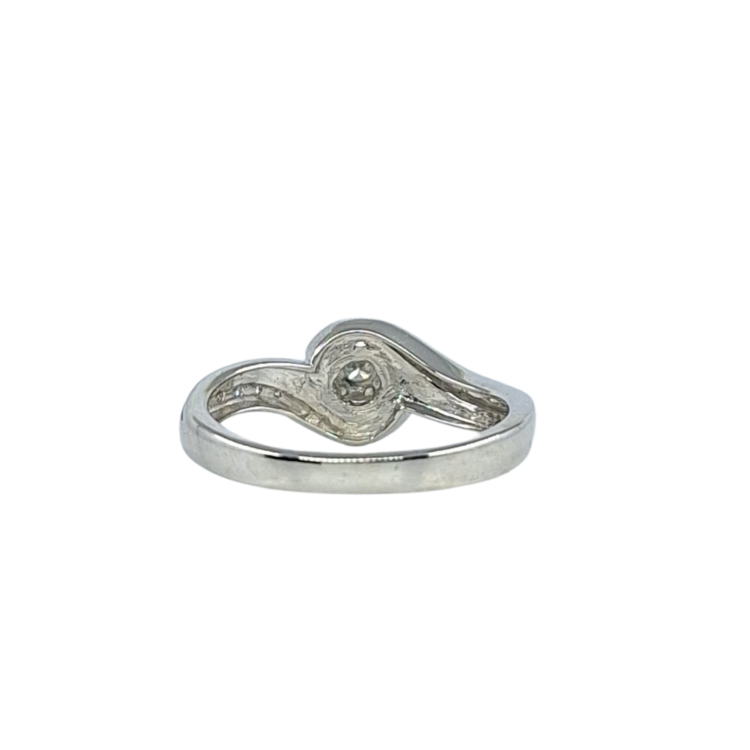 9ct White Gold Diamond Cluster Twist Ring