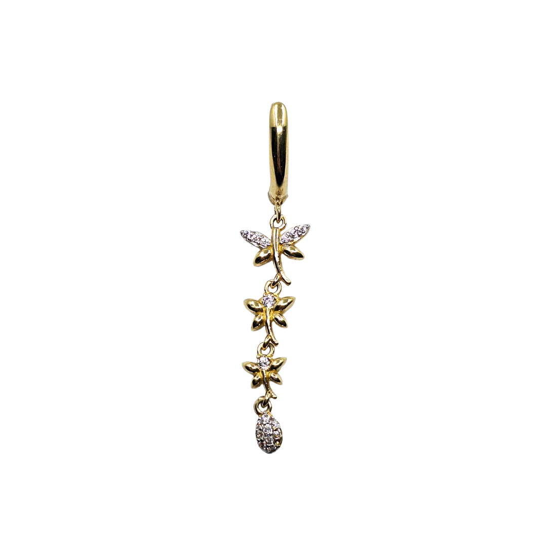 14ct Yellow Gold Cubic Zirconia Butterfly Drop Earrings