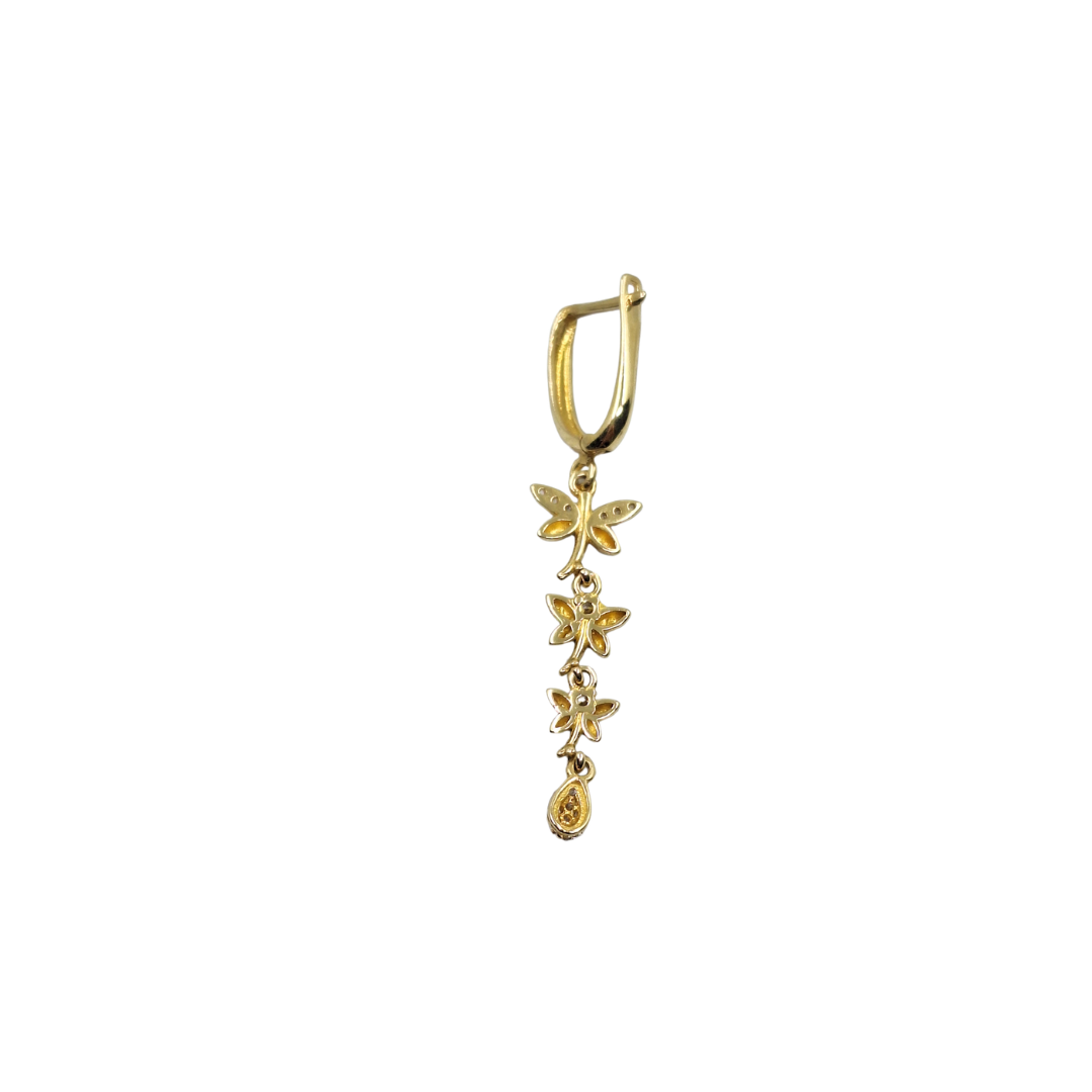 14ct Yellow Gold Cubic Zirconia Butterfly Drop Earrings