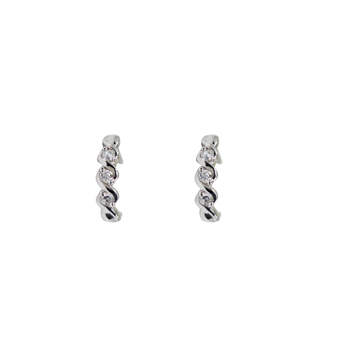 9ct White Gold Cubic Zirconia Half Hoop Earrings