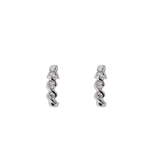 9ct White Gold Cubic Zirconia Half Hoop Earrings