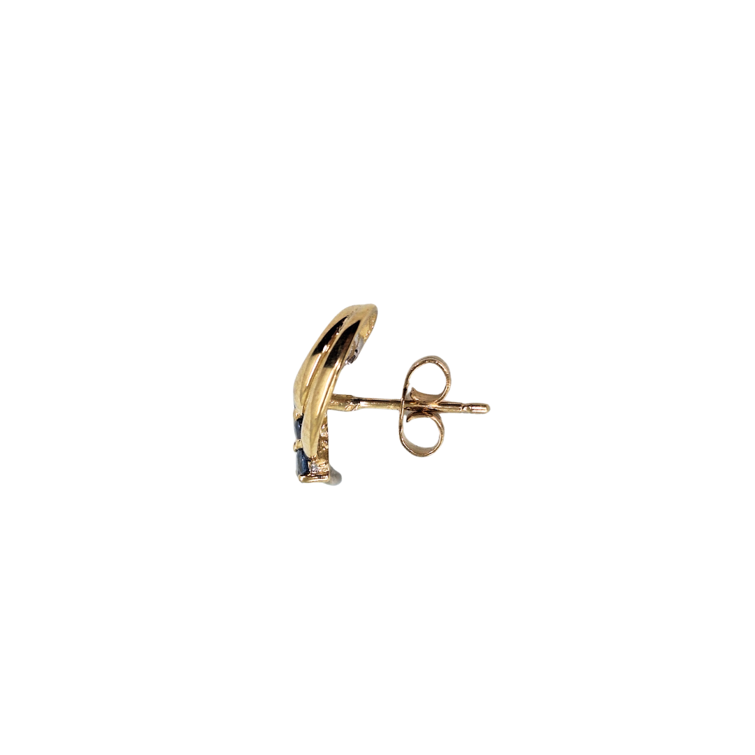 9ct Yellow Gold Sapphire & Diamond Stud Earrings