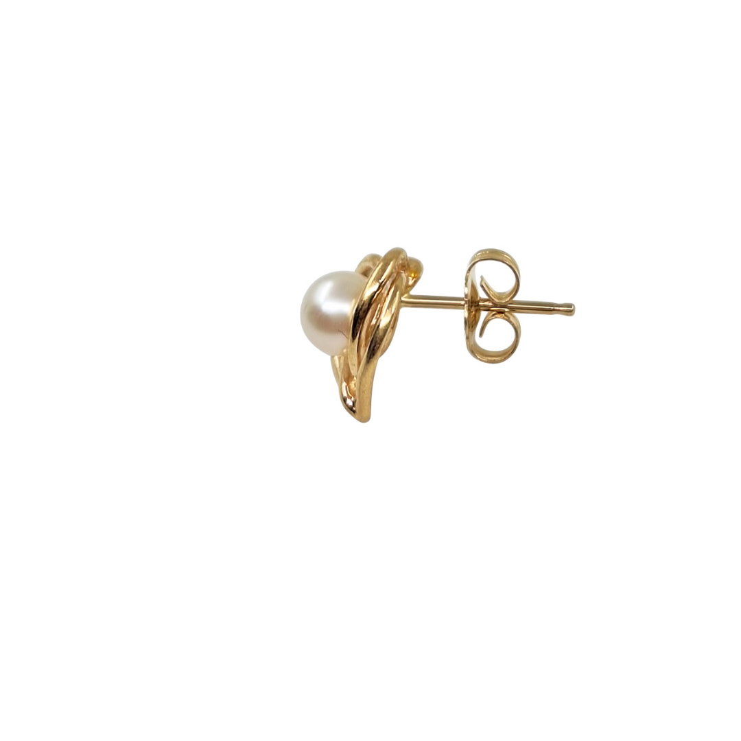 14ct Yellow Gold Heart Pearl Stud Earrings