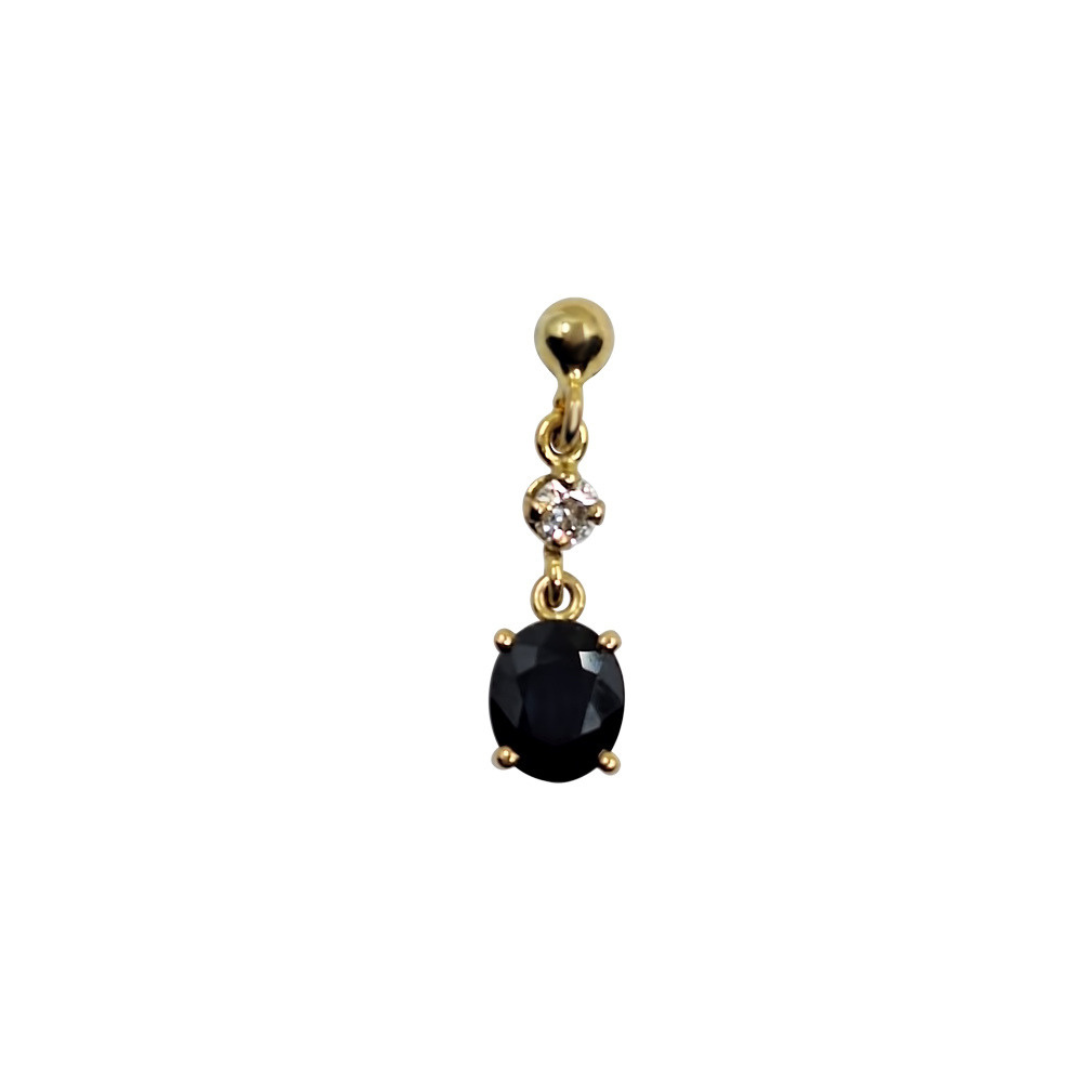 9ct Yellow Gold Sapphire & Diamond Drop Earrings