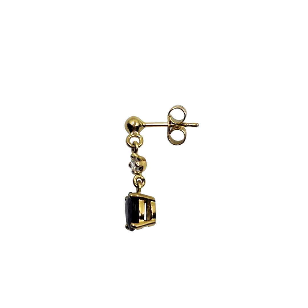 9ct Yellow Gold Sapphire & Diamond Drop Earrings