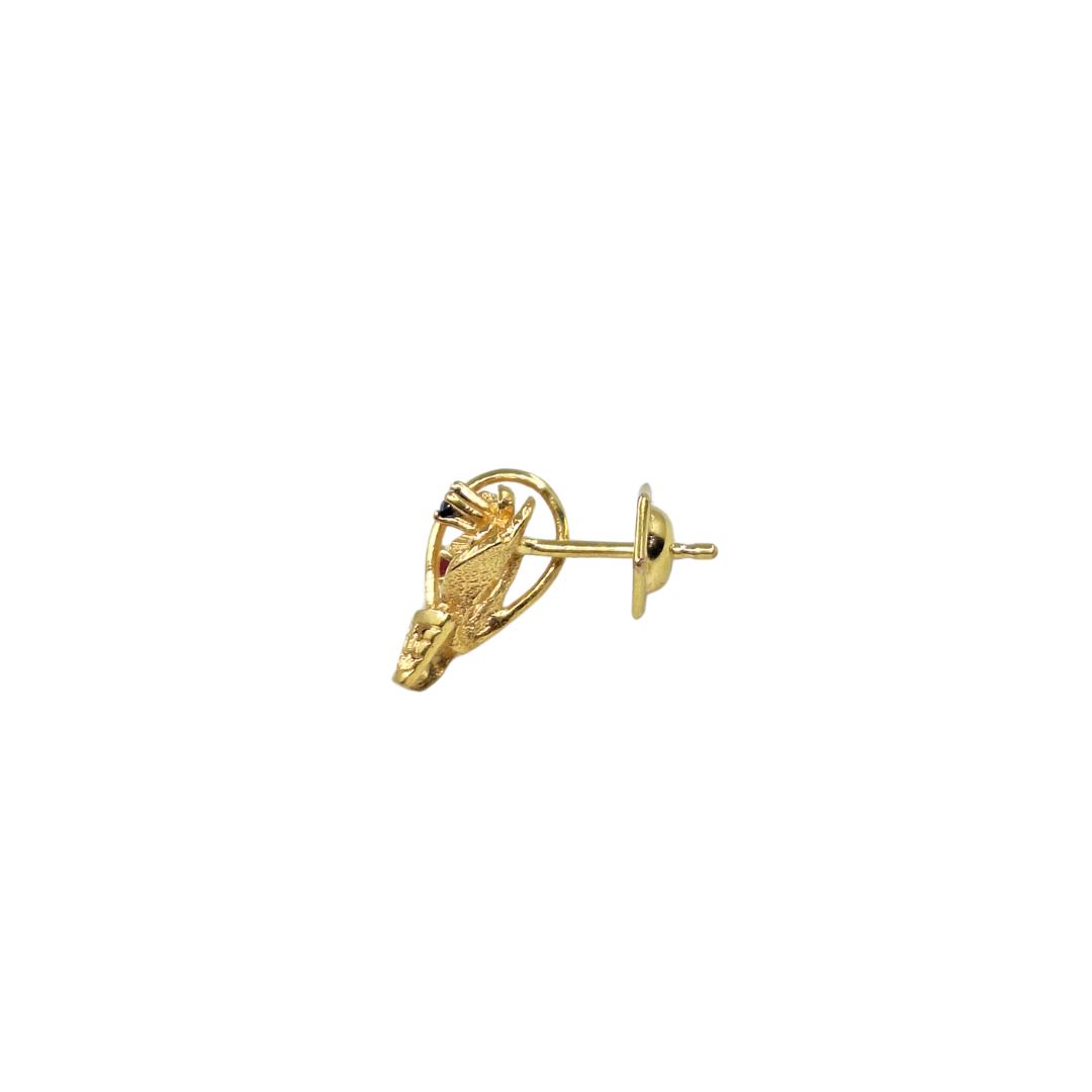 9ct Yellow Gold Ruby & Sapphire Flower Basket Stud Earrings