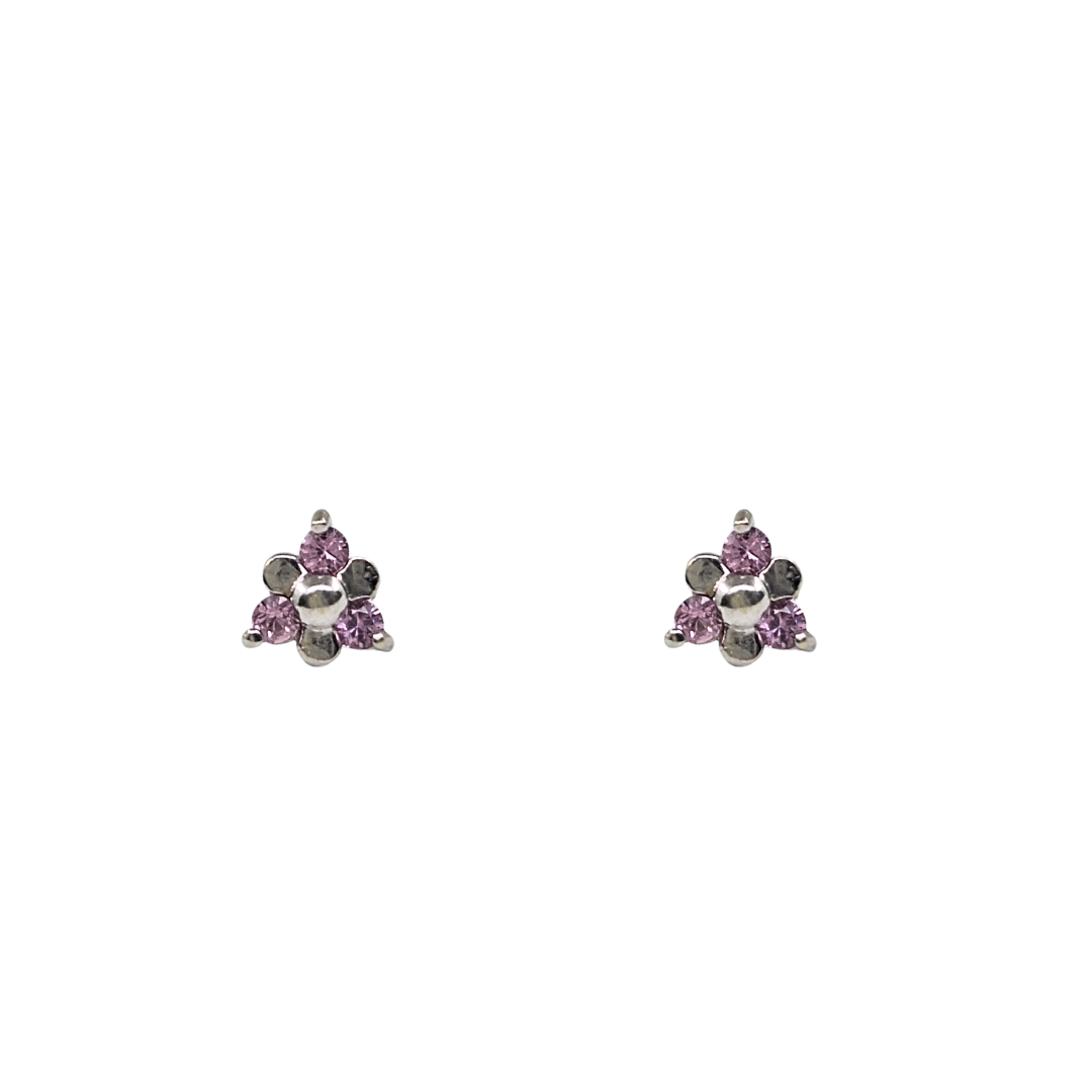 9ct White Gold Pink Sapphire Stud Earrings