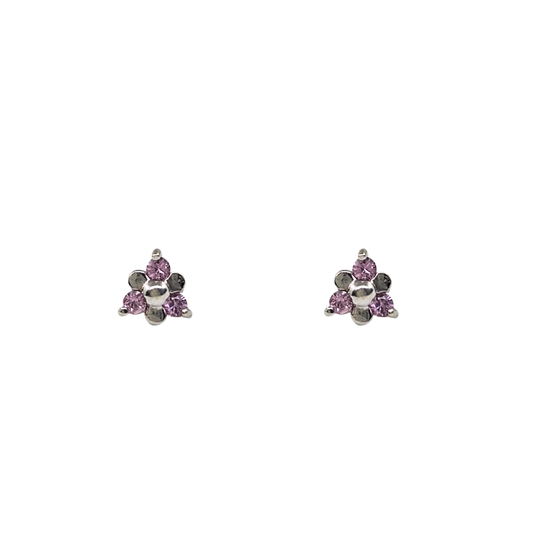 9ct White Gold Pink Sapphire Stud Earrings