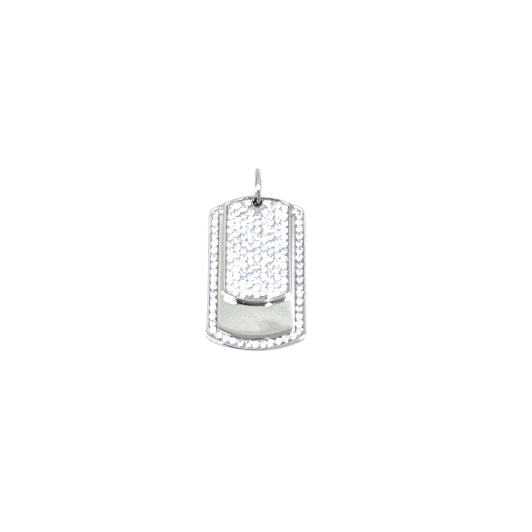 Silver Double CZ Dog Tag Pendant