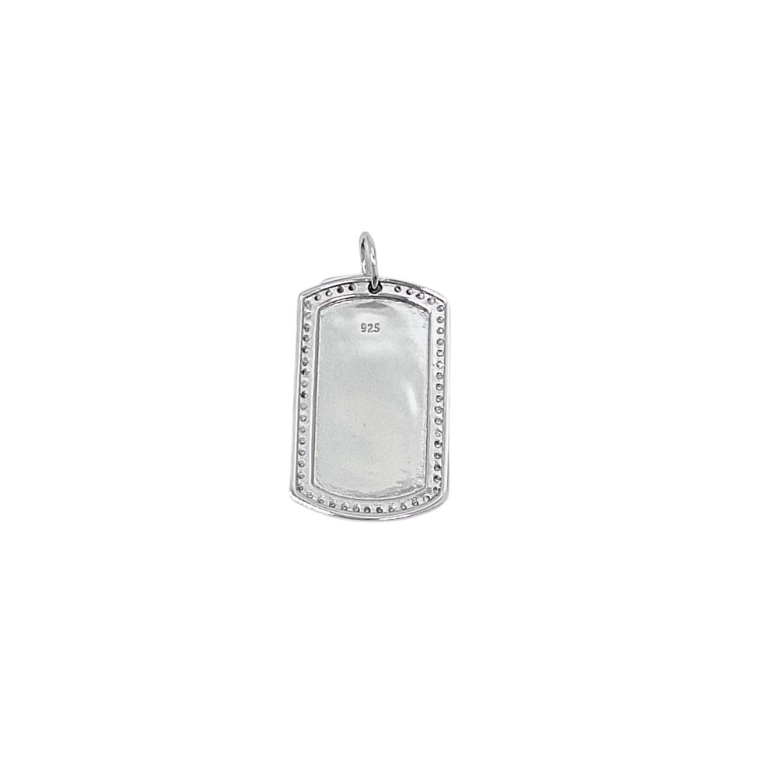 Silver Double CZ Dog Tag Pendant