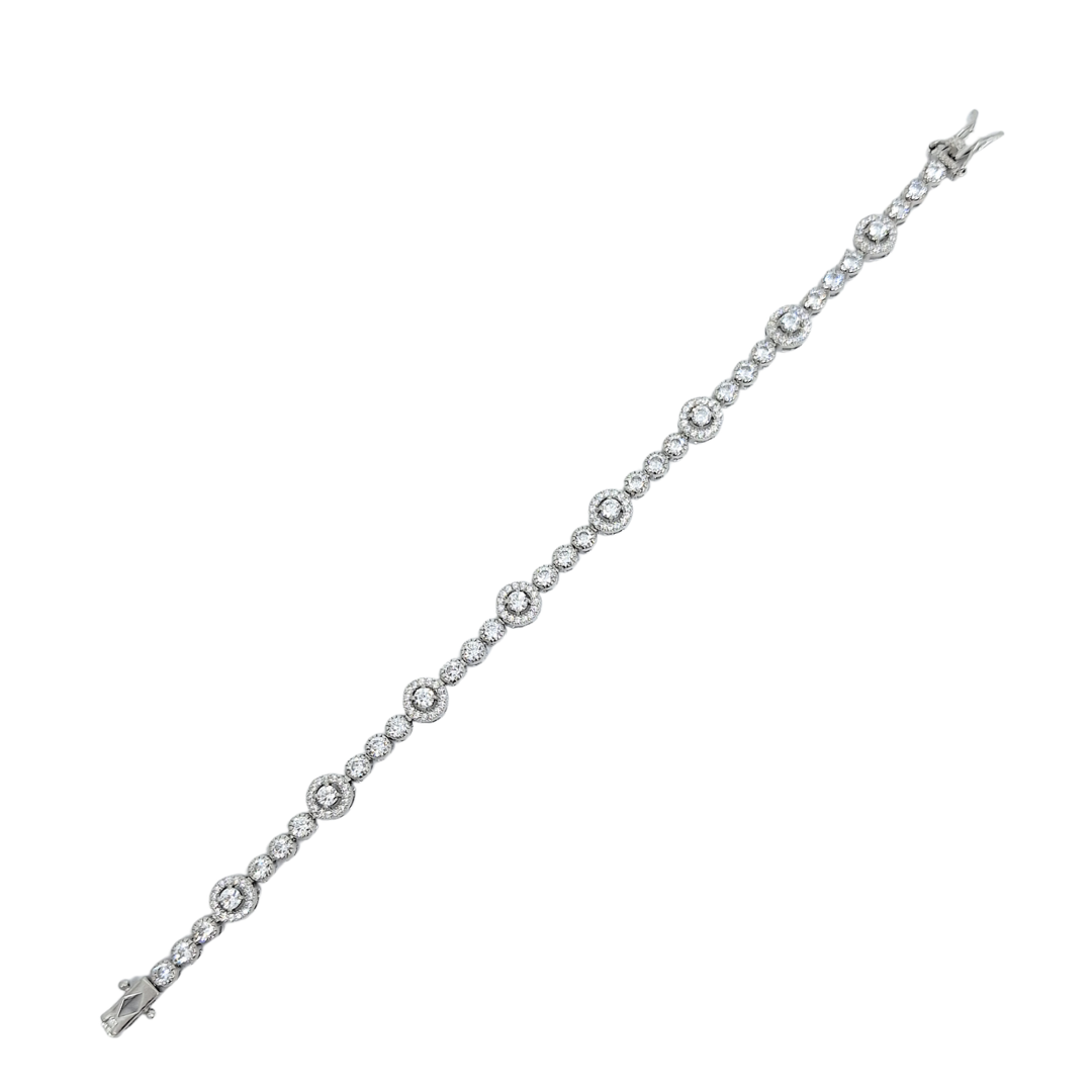 Silver CZ Halo Bracelet 7.5"